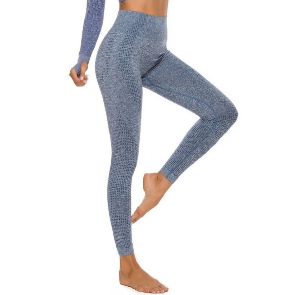 High Rise Ankle Leggings in Heather Navy Blue Size L